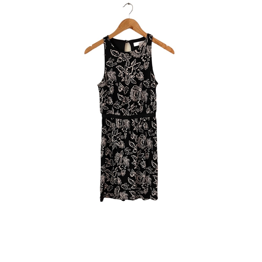 Loft Black & Ivory Floral Sundress Size XXS Petite